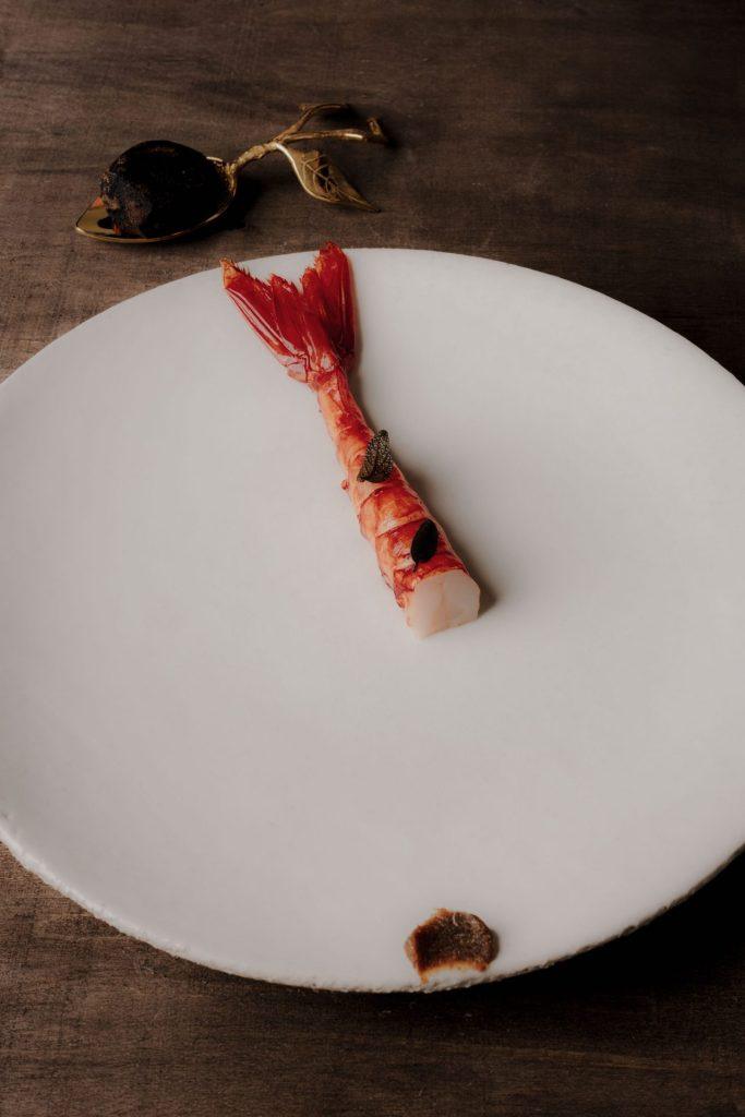 Présentation crevette - restaurant gastronomique enraciné dans le terroir de la Drôme